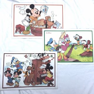 Set Of 3 Vintage 1960’s Walt Disney Playtime Placemats Mickey & Friends
