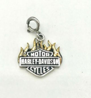 Harley Davidson Motorcycle Charm/ Pendant - Sterling Silver 925/ Vermeil 2004
