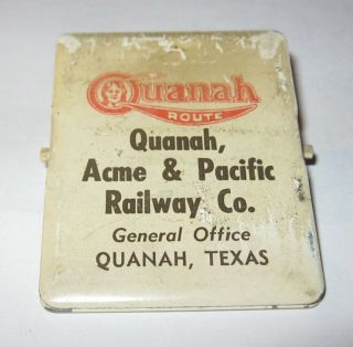 Vintage Quanah Acme & Pacific Railway Co Hanging Paper Clip Clamp Texas Railroad