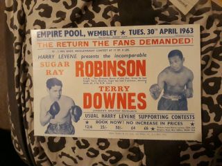 Boxing Handbill Flyer Vintage Sugar Ray Robinson Vs Terry Downes