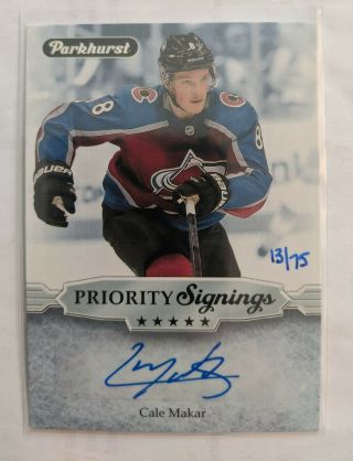 2019 - 20 Parkhurst Priority Signings Cale Makar Rc Auto 13/75