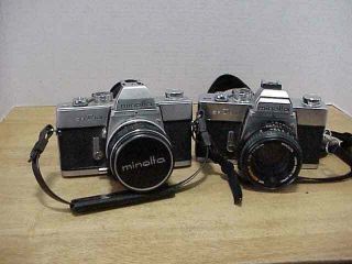 2 Minolta Cameras Srt101 & Srt202 With Rokkor Lenses