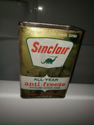Vintage 1 Gallon Sinclair Anti - Freeze Oil Can Dino Collectible No Top A1 Display