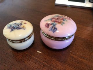 Vintage Alabaster Jewelry Trinket Box Made In Italy - Set Of 2