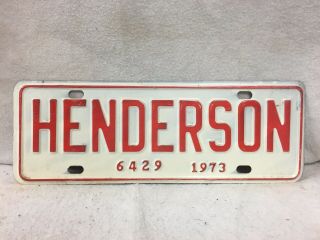 Vintage 1973 Henderson,  North Carolina City License Plate