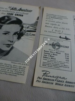 PANAGRA PAA AIRLINES AD OLD ADVERTISING ARGENTINE B29 DOUBLE PAGE 2