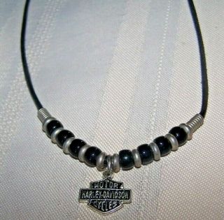 Vintage Harley Davidson Black Stone Bar & Shield Logo 16 " Necklace