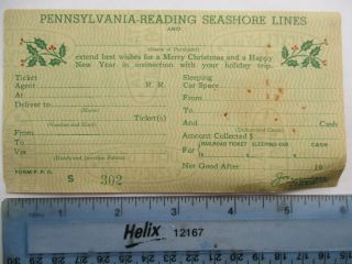 Vintage 1930s? Pennsylvania Reading Seashore Lines Railroad Jersey Nj Ticket