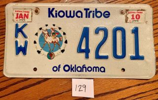 (129) Oklahoma Tribal Indian License Plate Tag - Kiowa Tribe