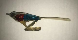 Vintage Mercury Glass Christmas Ornament Clip On Bird 2”
