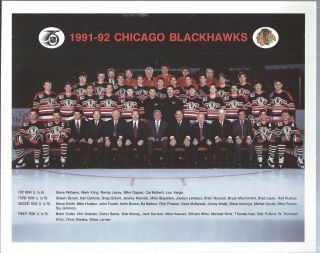1991 - 92 Chicago Blackhawks Official 8x10 Team Photo