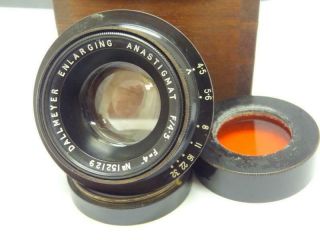 Vintage Dallmeyer Enlarging Anastigmat Lens F/4.  5 F=4 " No 152129 W/ Filter Etc
