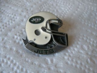 Vintage York Jets Team Nfl Enamel Pewter Helmet Lapel Hat Pin Tie Tack