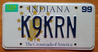 Indiana 1999 Amateur Ham Radio License Plate K9krn