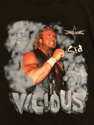 Vintage 1990s Sid Vicious World Championship Wrestling WCW Black T Shirt Sz XL 2
