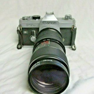 Vintage 1970s Canon Ftb Ql Camera W/ Vivitar 75 - 205mm Lens & Hoya Skylight Filte