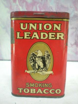 Vintage Union Leader,  Pocket Tobacco Tin,  With Striker