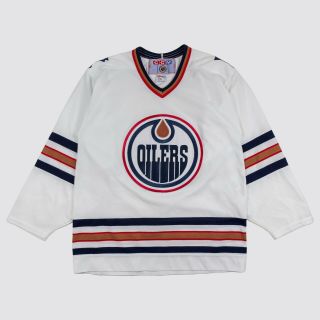 Vintage 90s Edmonton Oilers Hockey Jersey Ccm Patch Mens Medium