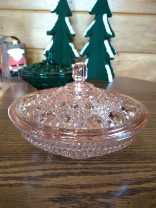 Vintage Indiana Windsor Pink Glass Candy Box Dish W Lid / Cover