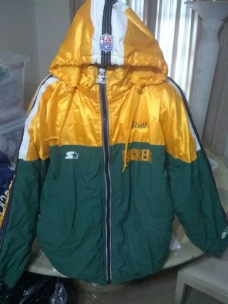 Vintage Starter Pro Line Green Bay Packers Mens Hooded Puffer Jacket Xl