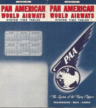 Pan American World Airways System Timetable July 1948 Am Paa Route Map
