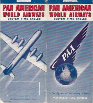 Pan American World Airways System Timetable October 1946 Am Paa Route Map
