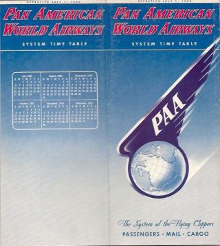 Pan American World Airways System Timetable July 1952 Am Paa Route Map