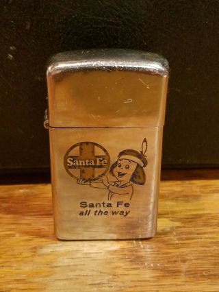 1979 Santa Fe Railroad Zippo Slim Santa Fe All The Way Cigarette Lighter