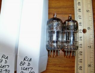 2 Strong Matched Rca Black Plate Square D Getter 12at7 / Ecc81 Tubes 9