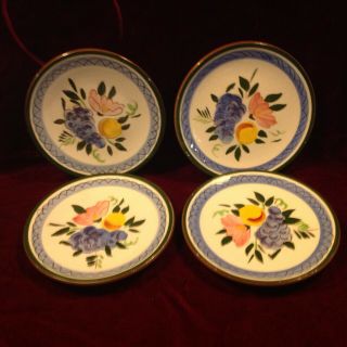 Vintage Stangl Pottery Fruit And Flowers Set Of 4 Bread & Butter Plates 6 1/8 "