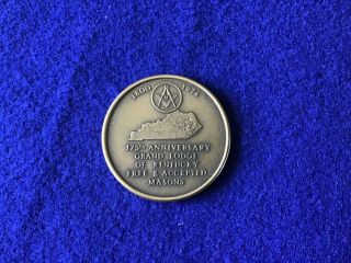 Vintage Brass 175th Anniversary Medal Coin Grand Lodge Of Kentucky 1800 To 1974