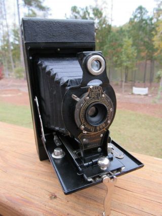 Old 1915 Kodak No.  2 Folding Autographic Brownie Square Box W/ Leather Pouch
