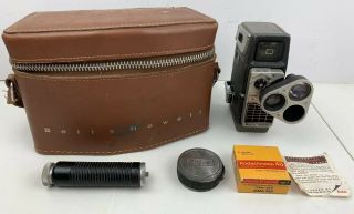 Bell & Howell Electric Eye 8mm Film Camera Perpetua & Leather Case Kodachrome 40