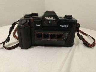 Nishika 3d Photo N8000 Stereo Camera 30mm Quadra Lens System Leather Case 35mm