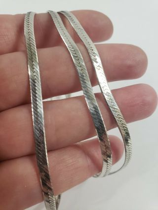Vintage Sterling Silver 925 3 mm Herringbone Chain Necklace 31 