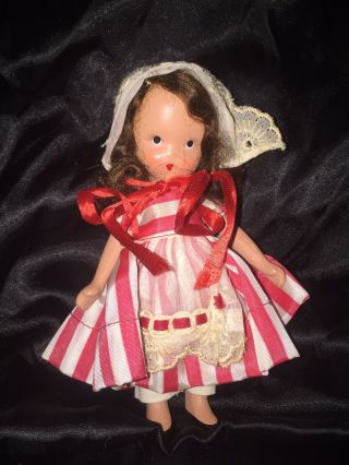 Vintage 5.  5 " Antique Nancy Ann Storybook Bisque Doll Pretty Maid 126