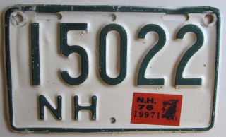 Hampshire 1976 Motorcycle License Plate Quality 15022
