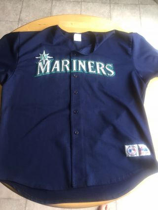 Vintage Ken Griffey Jr Seattle Mariners Majestic Blue Stitched 24 Xxl Jersey