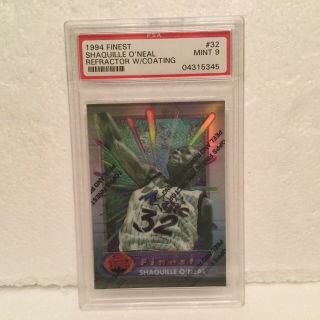 1994 - 95 Topps Finest Shaquille Oneal Refractor Psa 9