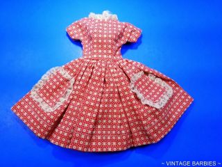 Barbie Doll Sized Red & White Dress Minty Vintage 1960 