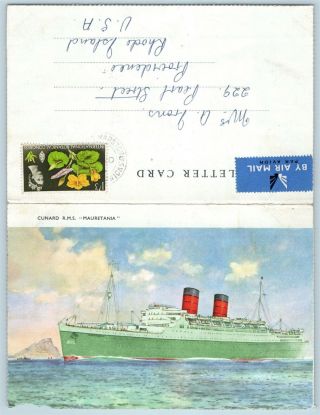 Postcard Cunard Rms Ss Mauretania Steam Ship Note Card Injured On Rough Seas V1