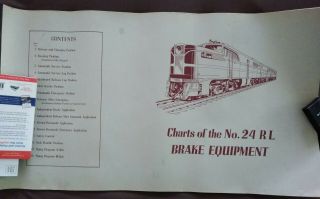 Vtg 1949 Charts Of The No 24 Rl Brake Equipment Train Locomotive 18x32 "