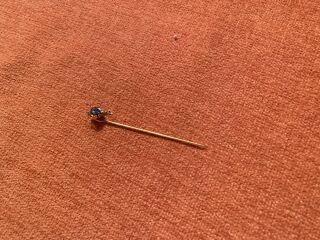 Antique Gold Stick Pin With Blue Enamel And Gemstone