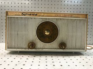 Sylvania Am Tube Radio Mid Century Twin Speaker Model 1303 Restoration