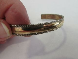 Vintage 1/4 " Cuff Bracelet Stamped " 1/2012k G.  F.  Sterling "