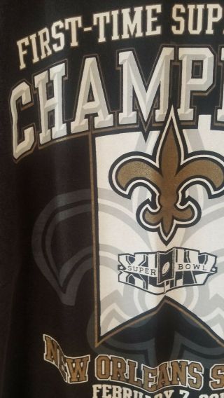 Mens Black NFL Bowl Champs Orleans Saints Graphic T Shirt 2010 SZ 2XL 2