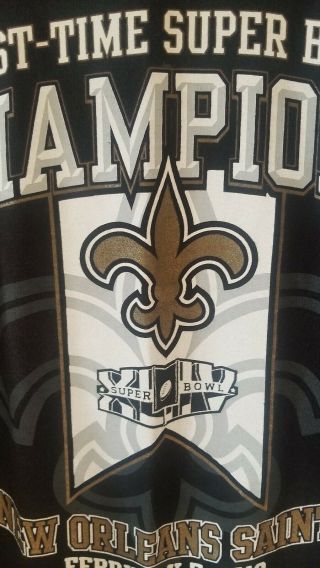 Mens Black NFL Bowl Champs Orleans Saints Graphic T Shirt 2010 SZ 2XL 3