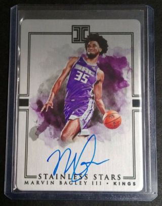 2018 - 19 Impeccable Marvin Bagley Iii Stainless Stars Metal Rookie Auto D 76/99