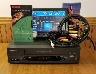 Daewoo Dv - T8dn Vcr Player Vhs Recorder 4 Head Hi - Fi Stereo W Cables Blank Tape