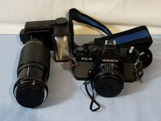 Yashica Fx - 3 With 50mm & 80 - 200mm Lens / Auto Electronic Flash Unit Vg Camera
